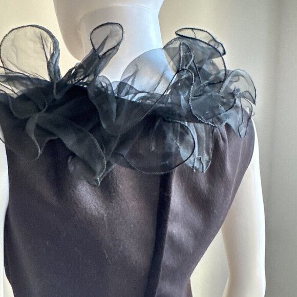 Vintage Black Little Black Dress w Ruffle Detail S - Picture 8 of 8